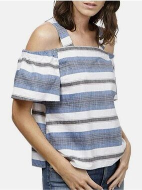 Lucky brand striped cold shoulder top